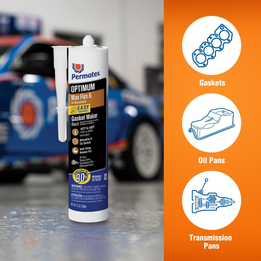 Permatex 82180 Ultra Black Maximum Oil Resistance RTV Silicone Gasket Maker, Sensor Safe and Non-Corrosive, for High Flex and Oil Resistant Applications 3 oz Jansha Store