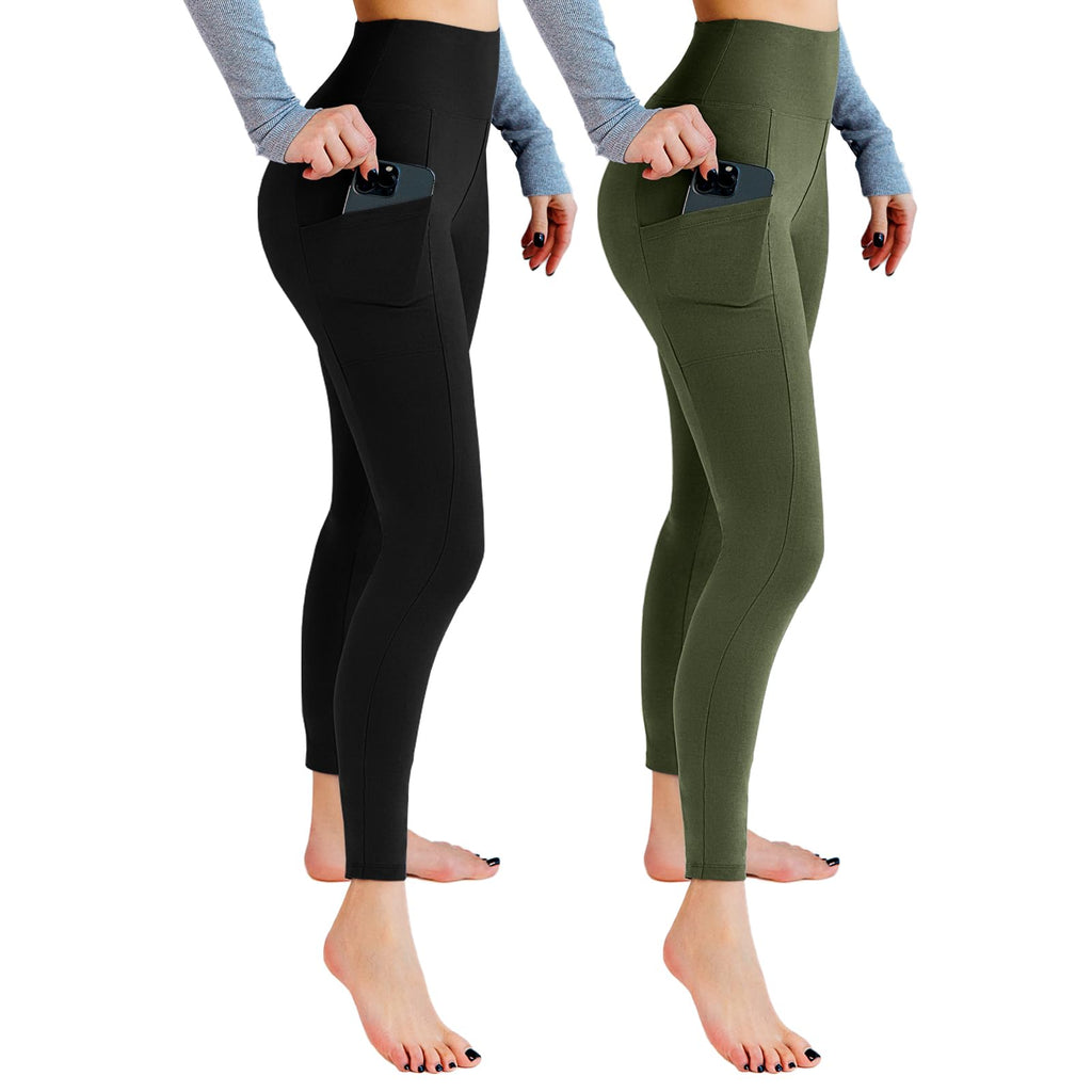 Leafigure 2-Pack High Waist Leggings with Pockets for Women Jansha Store