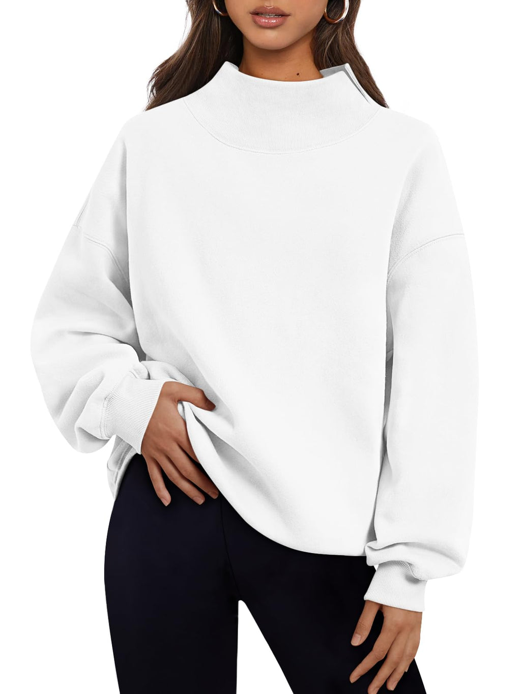 Trendy Queen Womens Mock Neck Sweatshirts Oversized Pullover Fall Outfits Jansha Store