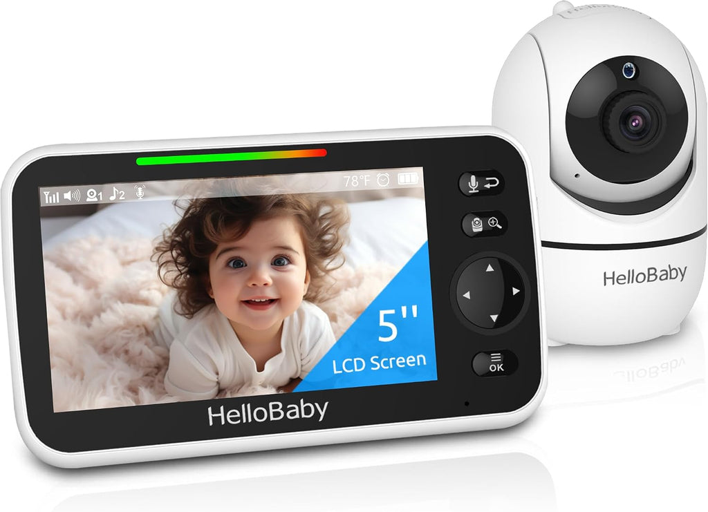 HelloBaby No WiFi Baby Monitor Camera and Audio HB6550, 5" Video Screen Jansha Store