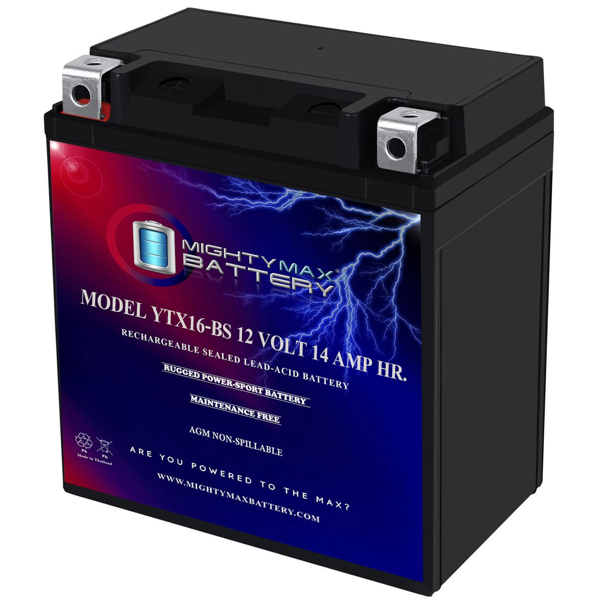 Mighty Max Battery YTX14-BS - 12 Volt 12 AH, 200 CCA, Rechargeable Maintenance Free SLA AGM Motorcycle Battery Jansha Store