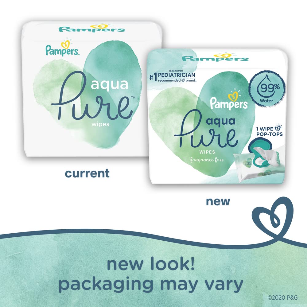Pampers Aqua Pure Baby Wipes, Unscented, Fragrance Free, 99% Water, Water Based, Multi-Use, 672 Wipes Total (12X Flip-Top Packs) Jansha Store
