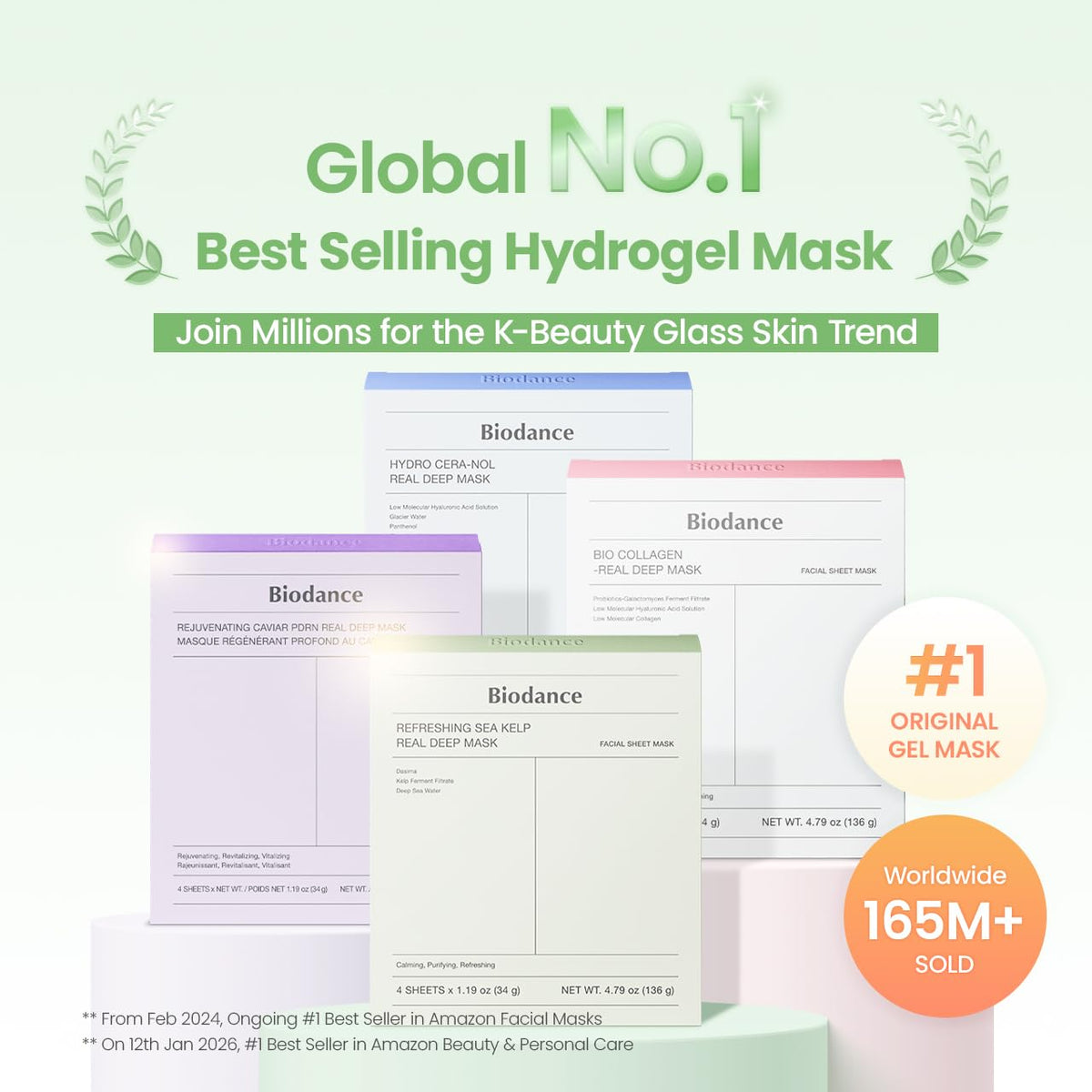 BIODANCE Bio-Collagen Real Deep Mask, Hydrating Overnight Hydrogel Face Mask, Pore Minimizing, Elasticity, Plumping, Travel Essentials & Self Care Gifts for Women, Korean Skin Care | 1.19oz(34g) x 4ea Jansha Store