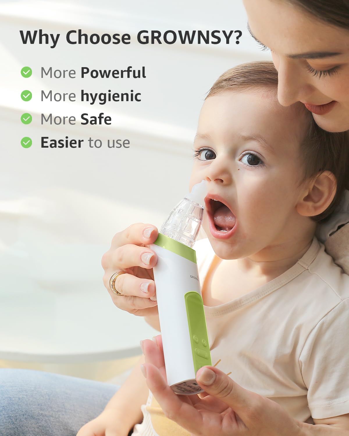GROWNSY Baby Nasal Aspirator, Electric Nose Sucker, Powerful Suction,Grey Jansha Store
