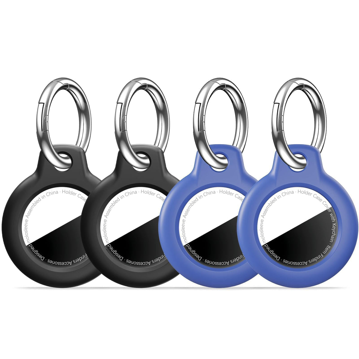 MOLOSLEEVE 1|2|4 Pack Case for AirTag 2nd Gen (2026) & 1st Gen, Shockproof Holder Anti-Scratch Protective Cover for Air Tags, Men's Women's Keyrings & Keychains for Keys, Luggage, Bags, Black Jansha Store