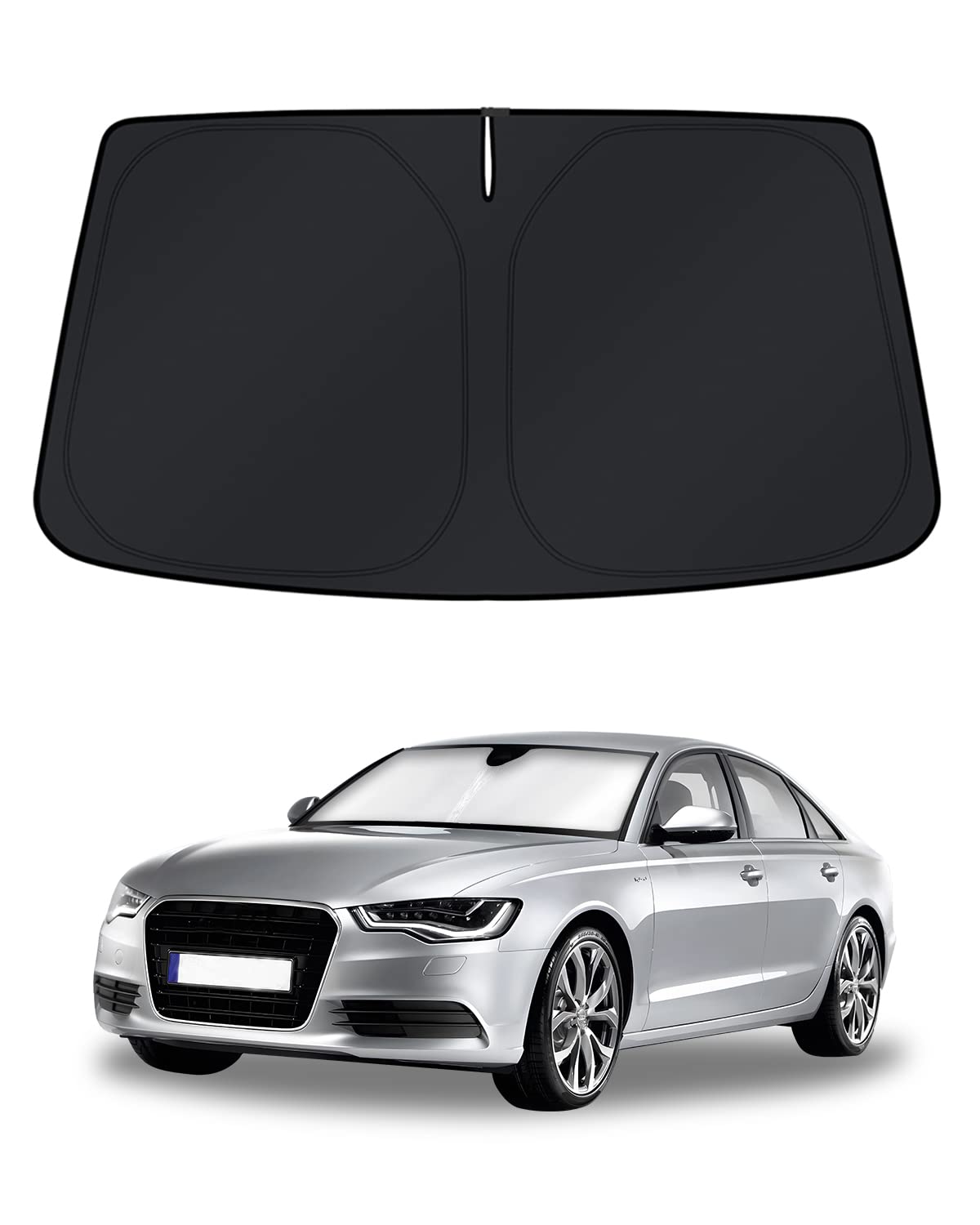 KUST Windshield Sun Shade for 2017-2026 Tesla Model Y/Model 3 Sunshade Accessories (Fit 2025-2026 Model Y Juniper / 2024 Model 3 Highland) Upgraded Foldable Sunshade, Blocks UV Rays Keep Car Cool Jansha Store