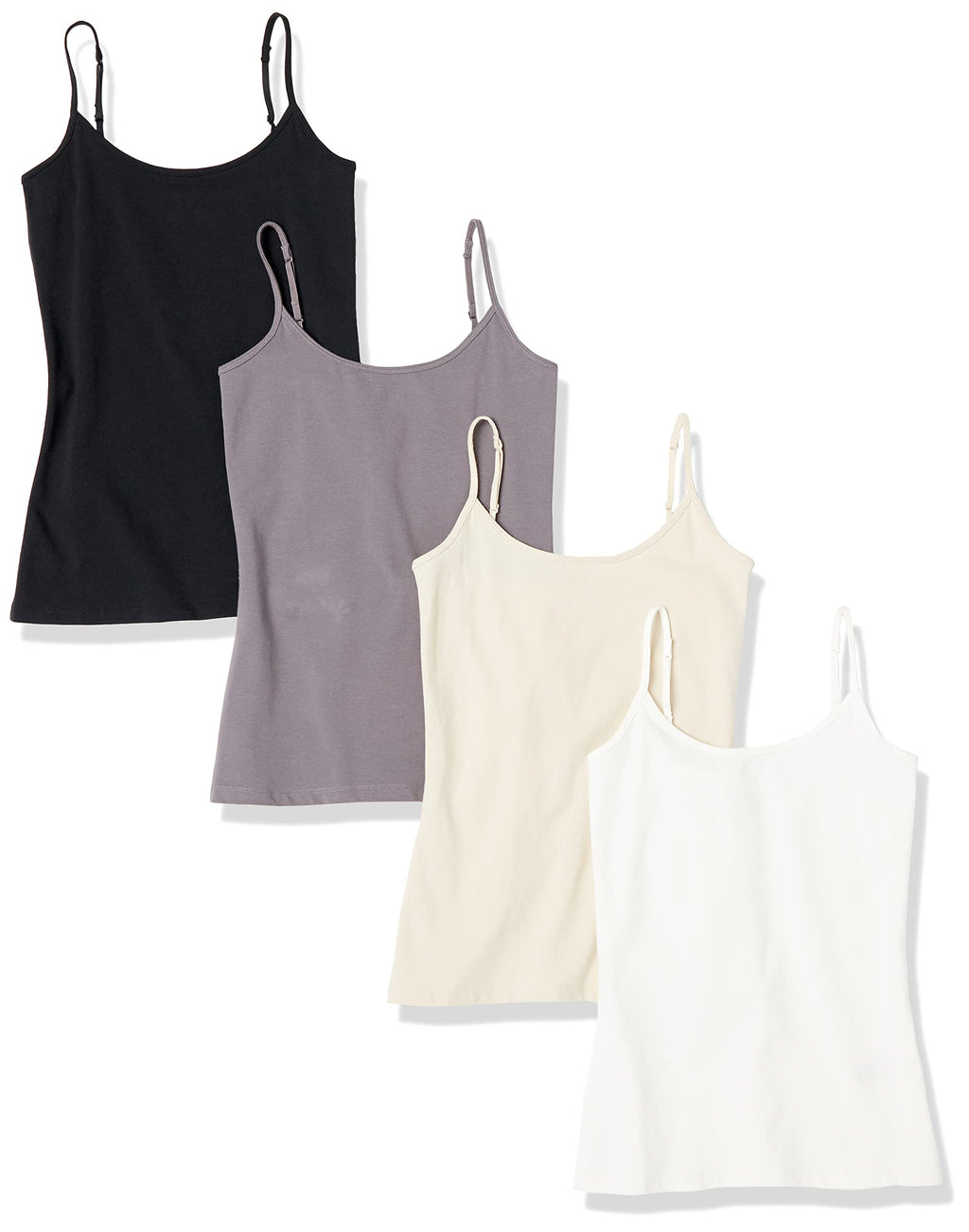 Amazon Essentials Women's Slim-Fit Camisole for Layering and Everyday Wear, Pack of 4 Jansha Store