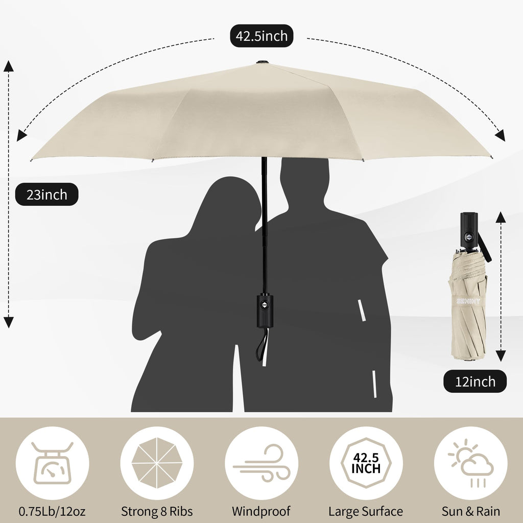 Seniny Windproof Travel Umbrella, Automatic Umbrellas for Rain, Portable & Compact Umbrellas for Backpack, Strong UV for Protection, Folding Small Sun Umbrella for Car, Walking Jansha Store