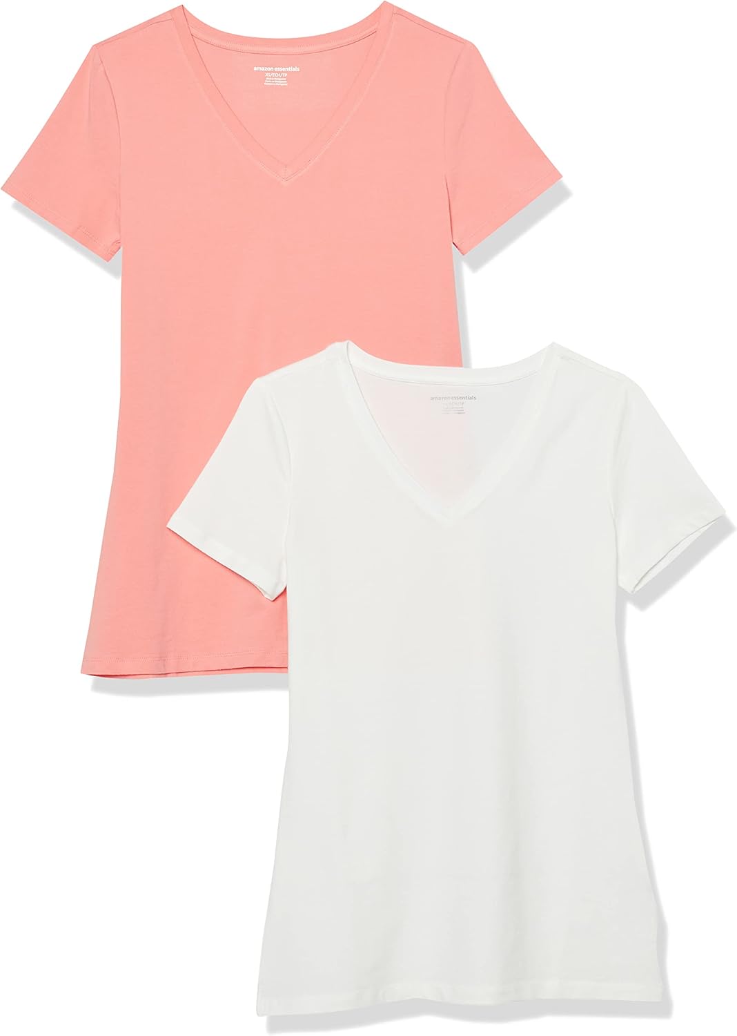 Amazon Essentials Women's Regular-Fit Short-Sleeve T-Shirt (V-Neck or Crewneck), Cotton Modal Blend, Pack of 2 Jansha Store