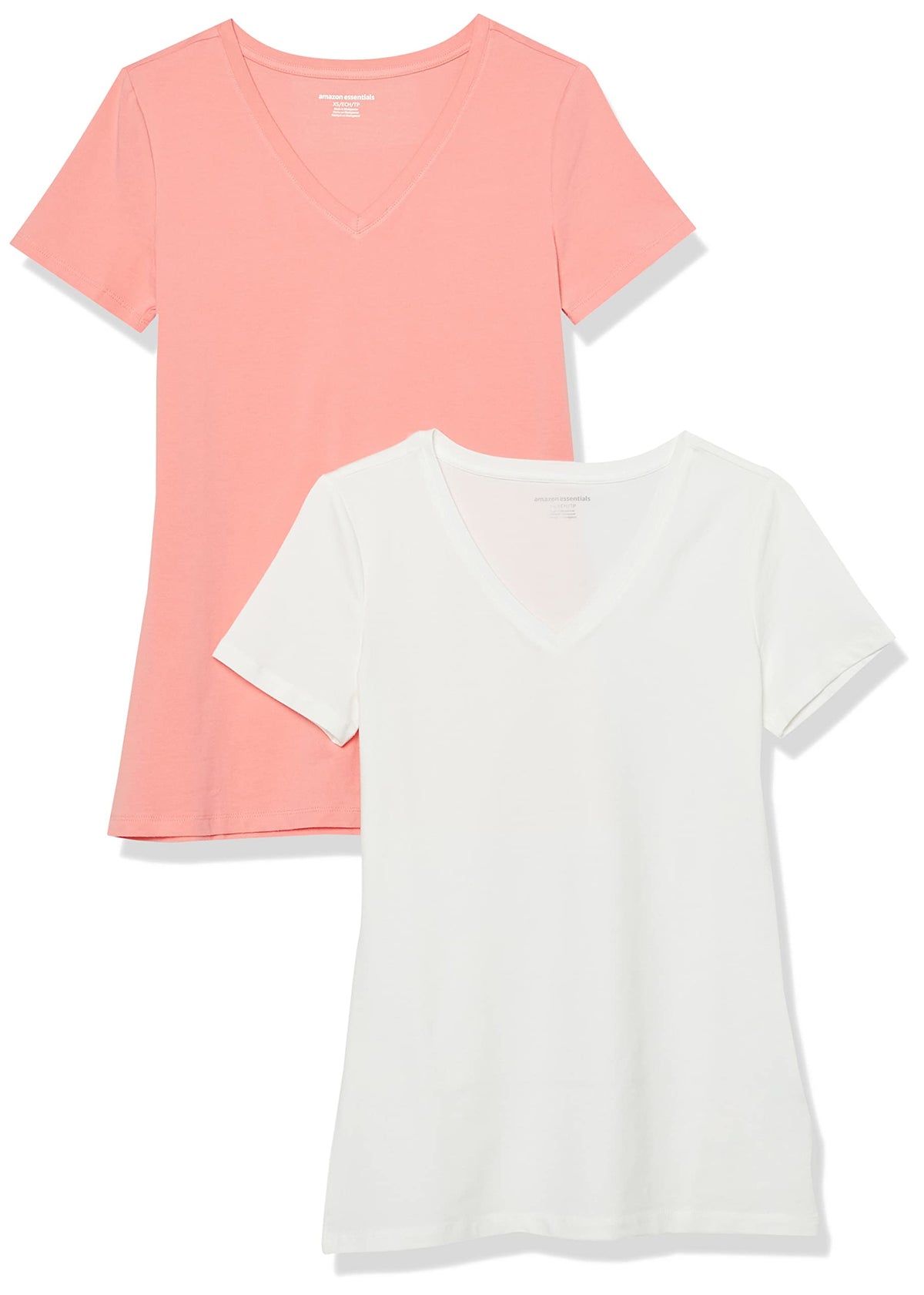 Amazon Essentials Women's Regular-Fit Short-Sleeve T-Shirt (V-Neck or Crewneck), Cotton Modal Blend, Pack of 2 Jansha Store