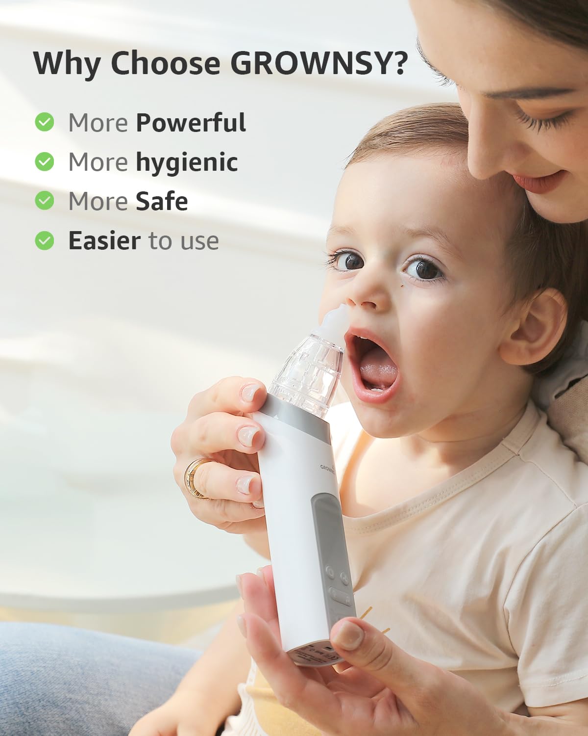 GROWNSY Baby Nasal Aspirator, Electric Nose Sucker, Powerful Suction,Grey Jansha Store