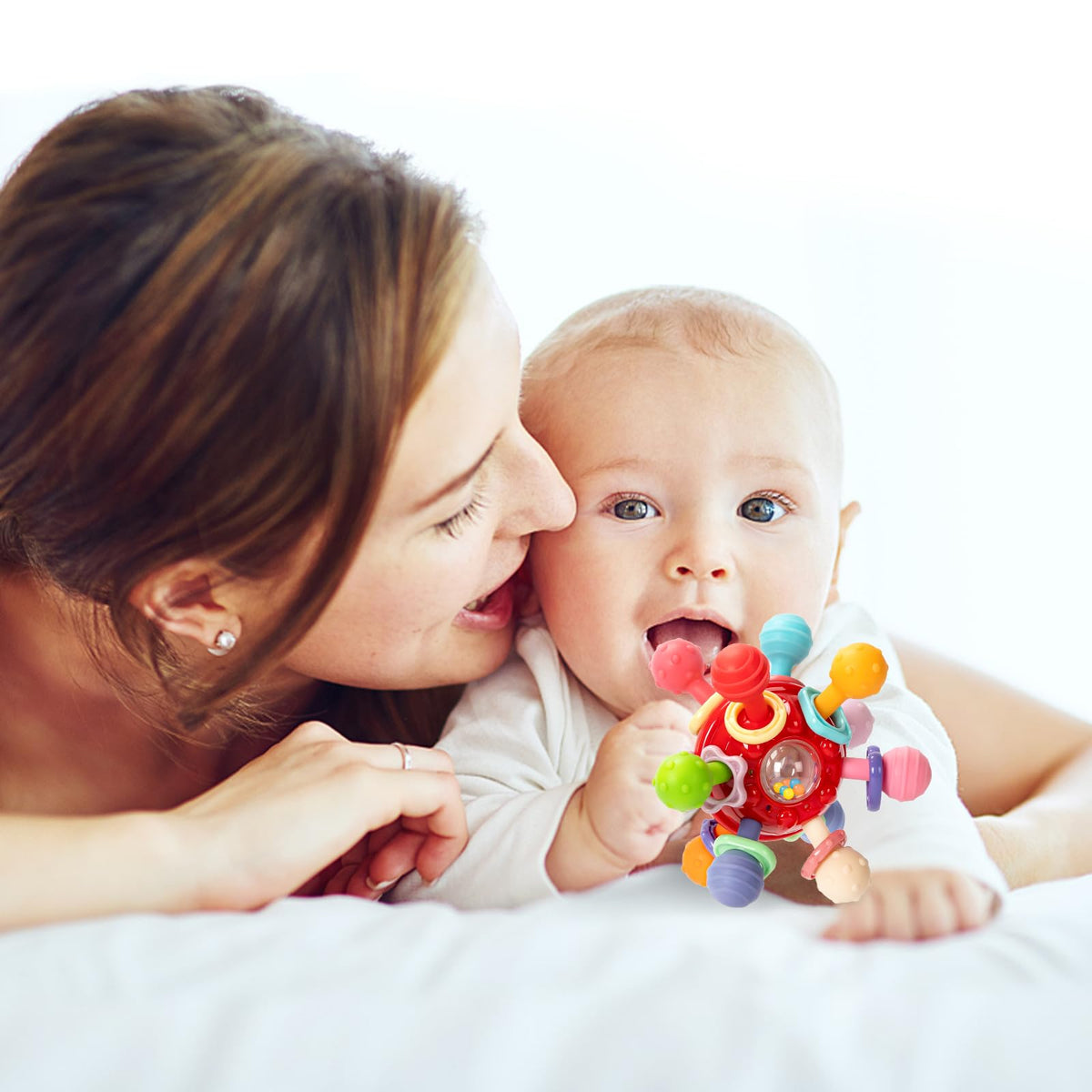 Baby Montessori Sensory Teething Toy 0-6 6-12 Months, Teether Ball & Rattle Jansha Store