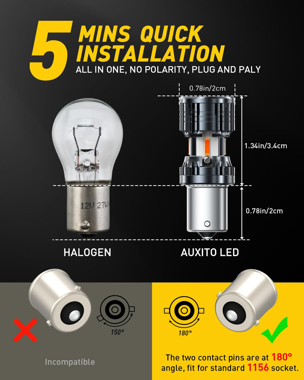 AUXITO 912 921 LED Bulb for Backup Light Reverse Lights High Power 2835 15-SMD Chipsets Error Free T15 906 922 W16W Bulbs, 6000K White, Automotive Light Bulbs (Upgraded, Pack of 2) Jansha Store