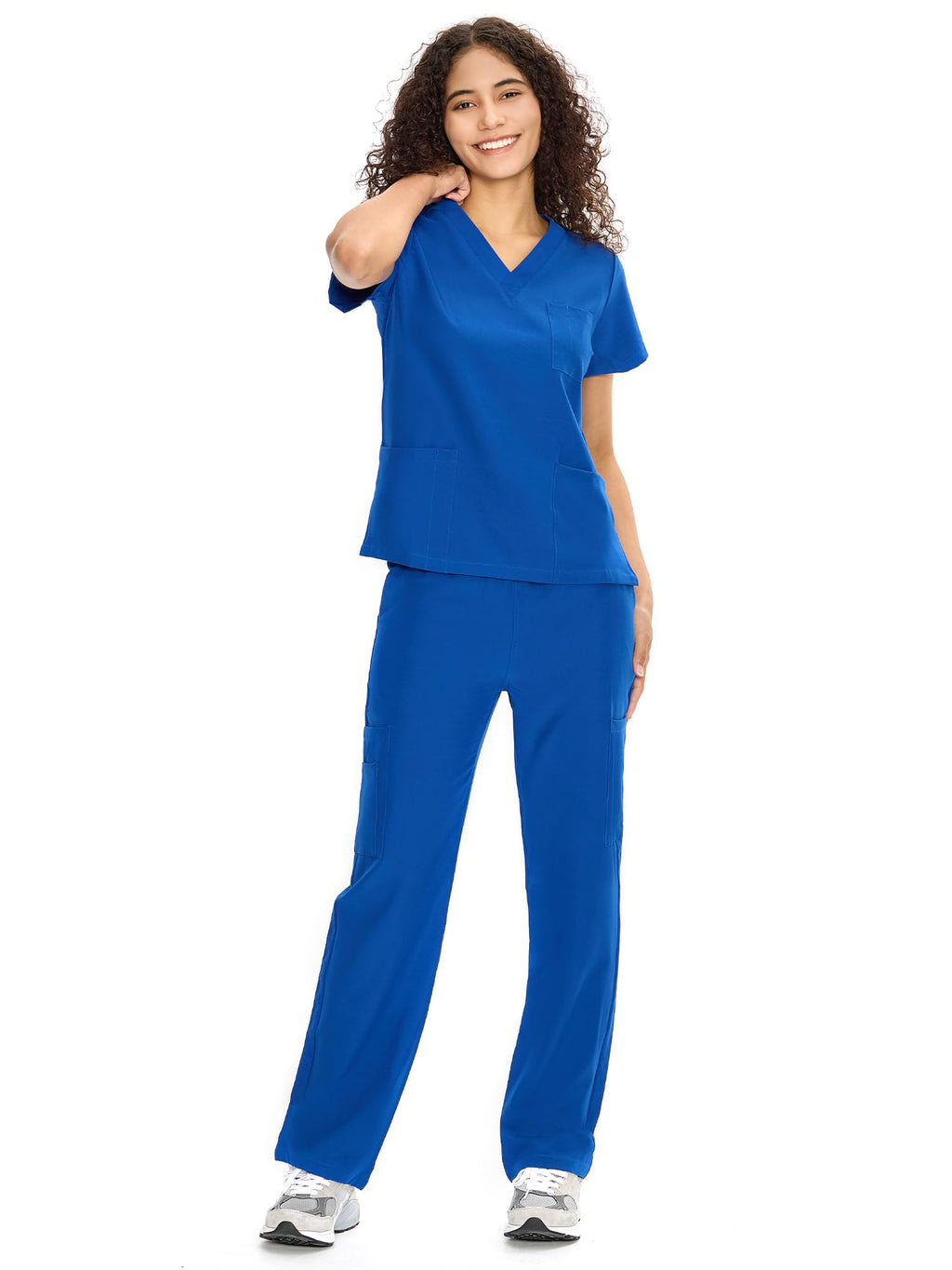 COZYFIT Scrubs for Women Set - V-Neck & Straight Leg Pants with 9 Pockets Jansha Store