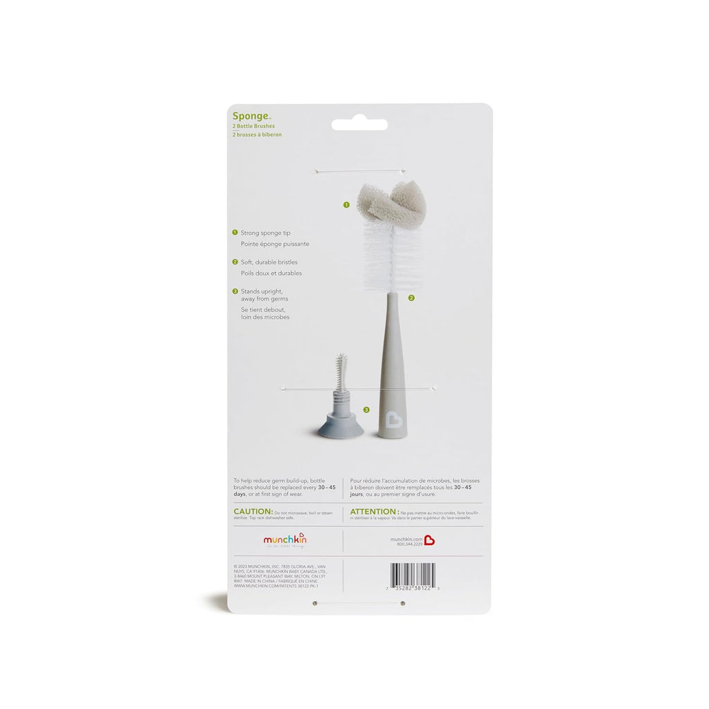 Munchkin Sponge Bottle Brush, Grey/Sage, 2 Count (Pack of 1) Jansha Store