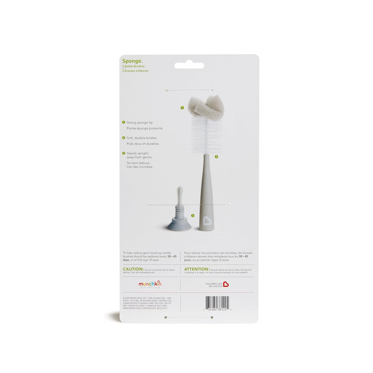 Munchkin Sponge Bottle Brush, Grey/Sage, 2 Count (Pack of 1) Jansha Store
