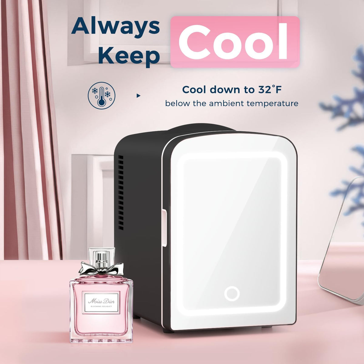 Antarctic Star Compact Refrigerator, Portable Mini Fridge, Skin Care 4L Capacity/6 Cans, for Bedroom, Car, Office & Dorm, Small Cooler for Cosmetics, Beverage and Food, White Jansha Store