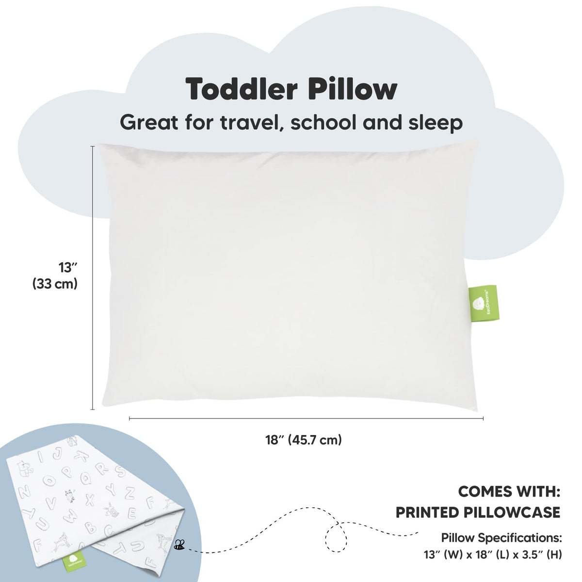 Toddler Pillow with Pillowcase, 13x18 My Little Dreamy Pillow (Flora Vale) Jansha Store