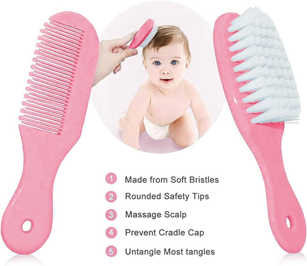 Baby Grooming Kit, Infant Safety Care Set with Hair Brush Comb Nail Clipper Nasal Aspirator,Baby Essentials Kit for Newborn Girls Boys (Grey White) Jansha Store