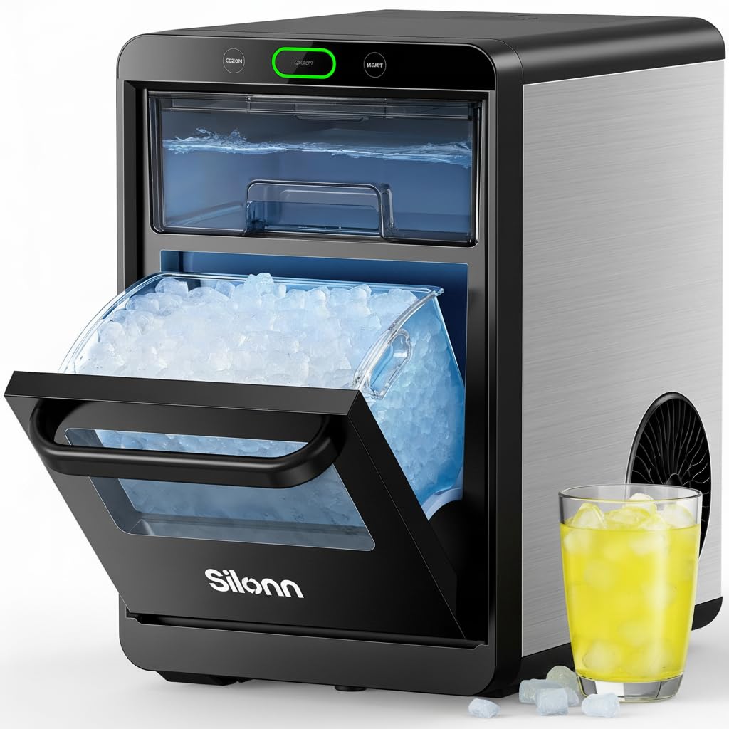 Silonn Countertop Ice Maker, Ice Makers Countertop with 2.5L Expandable Ice Basket & 1.8L Water Tank, 26Lbs/24H, 9 Bullet Ice in 6 Mins, Self-Cleaning, 2 Ice Sizes for Home Kitchen Jansha Store