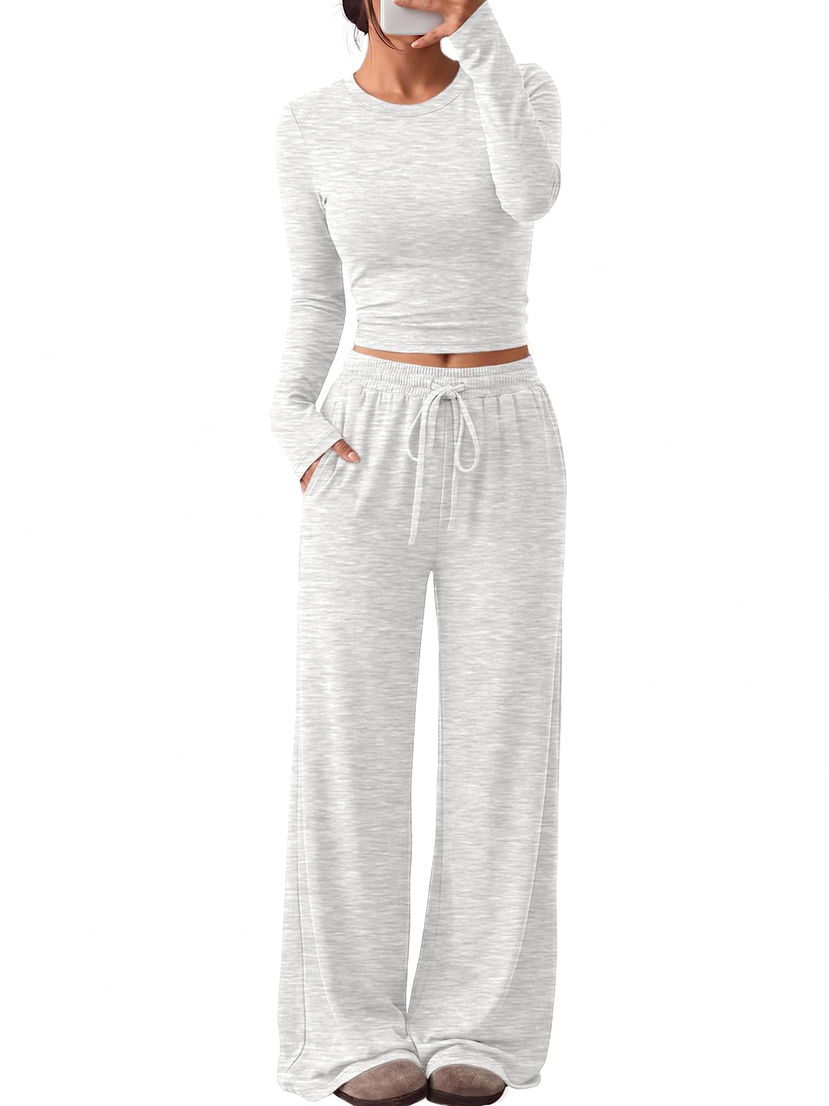 Trendy Queen Women's 2 Piece 2026 Fall Fashion Lounge Set with Pockets Jansha Store