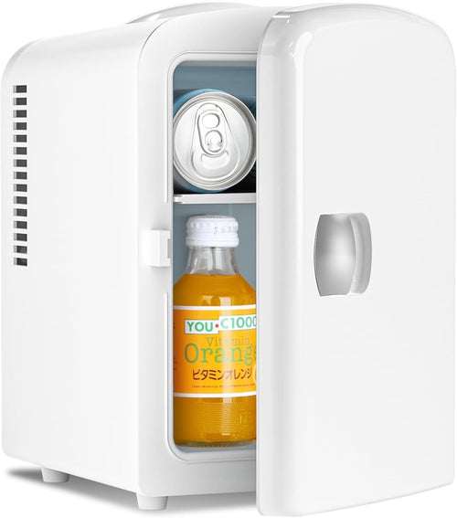 Antarctic Star Compact Refrigerator, Portable Mini Fridge, Skin Care 4L Capacity/6 Cans, for Bedroom, Car, Office & Dorm, Small Cooler for Cosmetics, Beverage and Food, White Jansha Store
