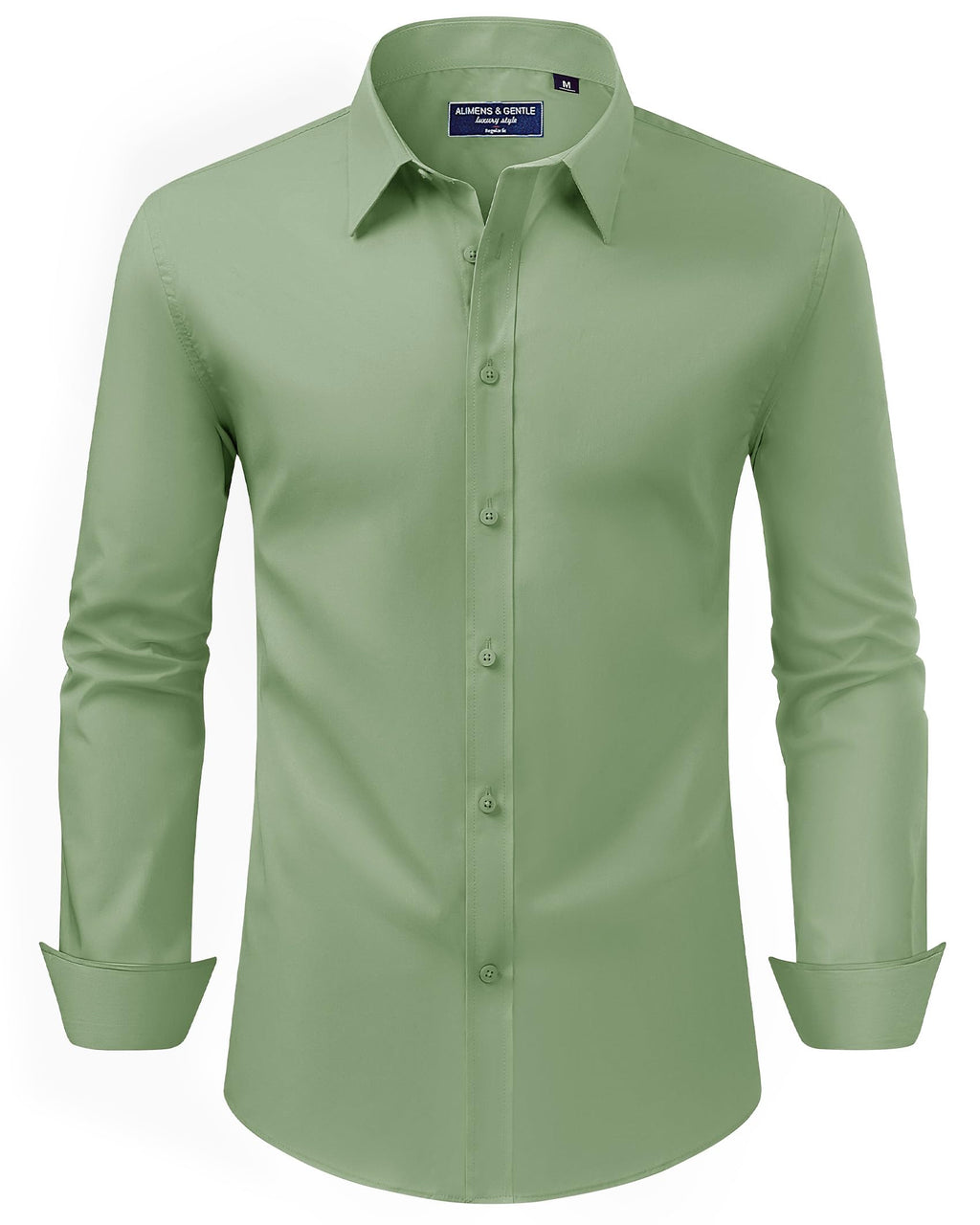 Alimens & Gentle Men's Dress Shirt Regular Fit Stretch Stain Shield Long Sleeve Solid Business Wedding Button Down Shirts Jansha Store
