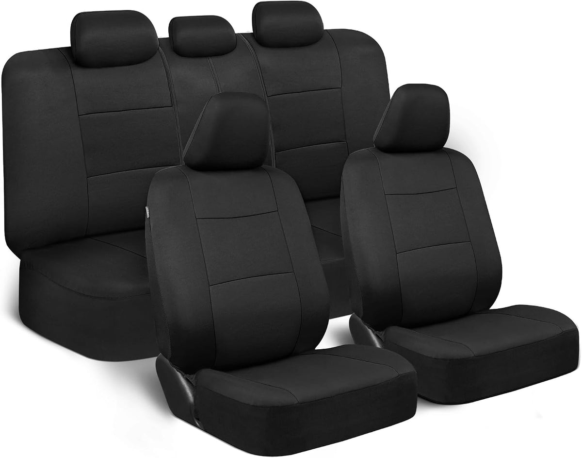 BDK PolyPro Car Seat Covers Full Set in Solid Black, Front and Rear Split Bench Seat Covers for Cars, Easy to Install Car Seats Cover Set and Accessories for Auto Trucks Van SUV - Solid Black Jansha Store