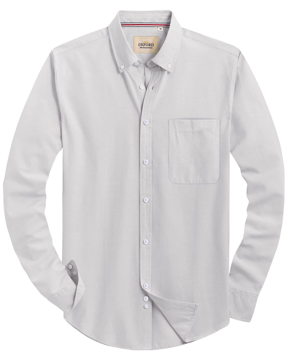 Alimens & Gentle Mens Solid Oxford Shirt Long Sleeve Dress Shirt Work Casual Button Down Shirts with Pocket Jansha Store