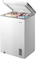 Midea 3.5 Cu.ft Chest Freezer, Fridge Freezer Convertible with LED Light Jansha Store