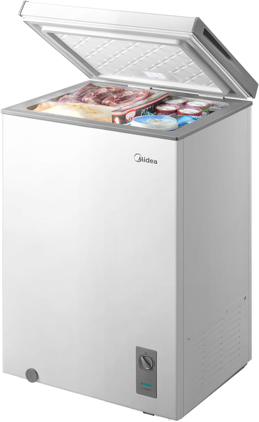 Midea 3.5 Cu.ft Chest Freezer, Fridge Freezer Convertible with LED Light Jansha Store
