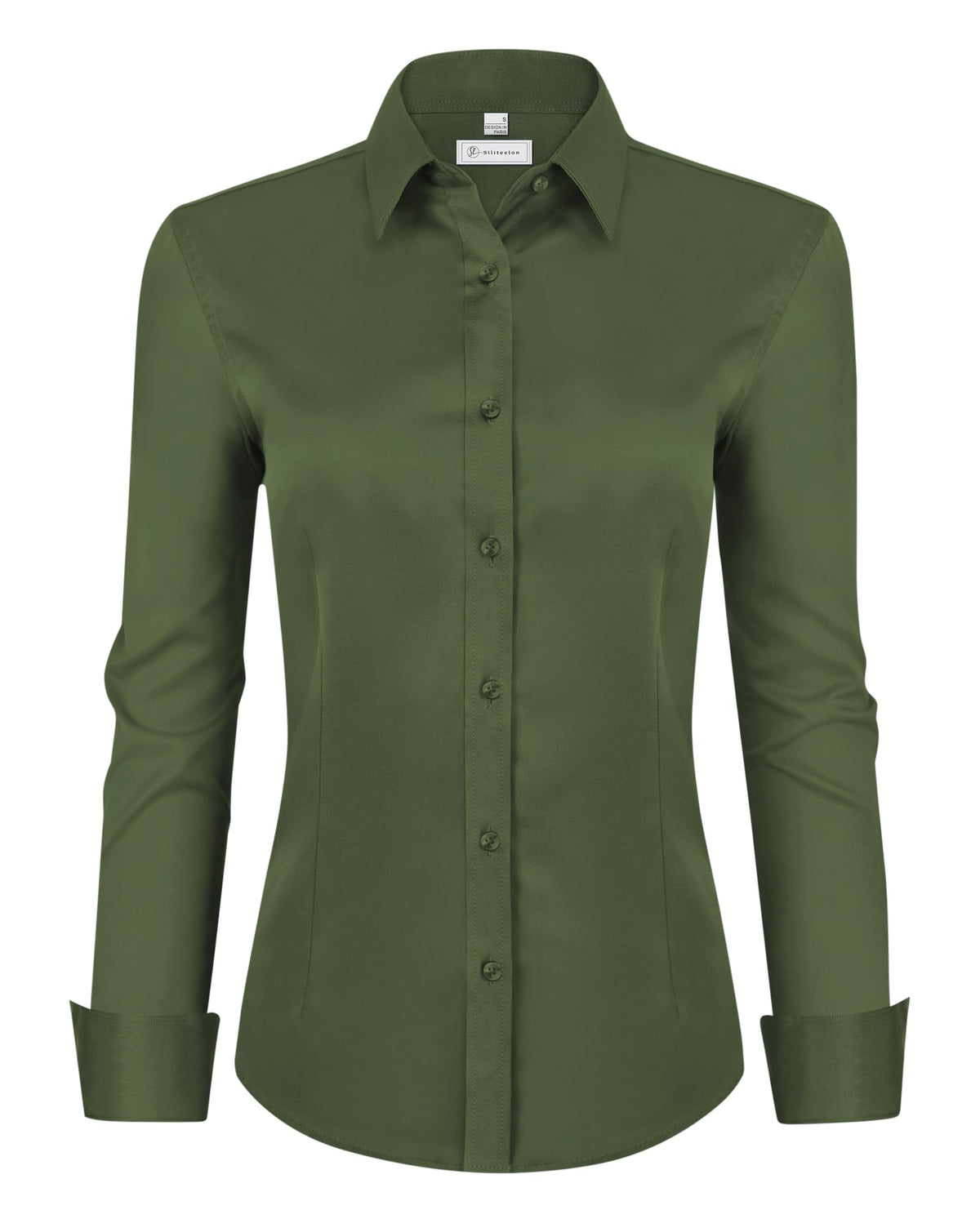 siliteelon Womens Classic-Fit Dress Shirts Long Sleeve Button Down Wrinkle-Free Stretch Solid Casual Work Office Blouse Top Jansha Store