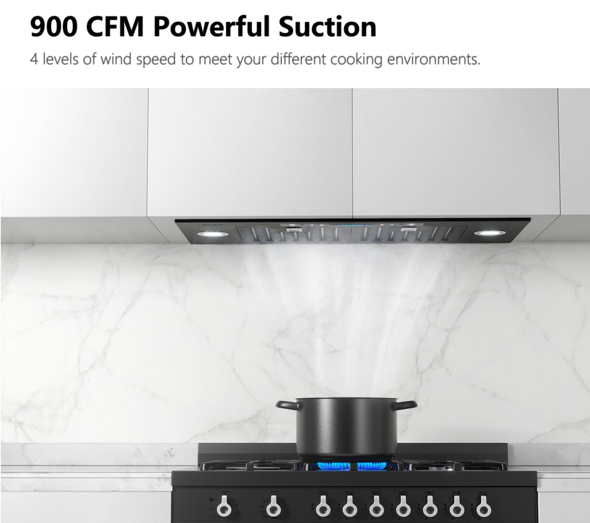 IKTCH 36 inch Black Insert Range Hood, 900 CFM Ducted/Ductless Vent Hood Jansha Store