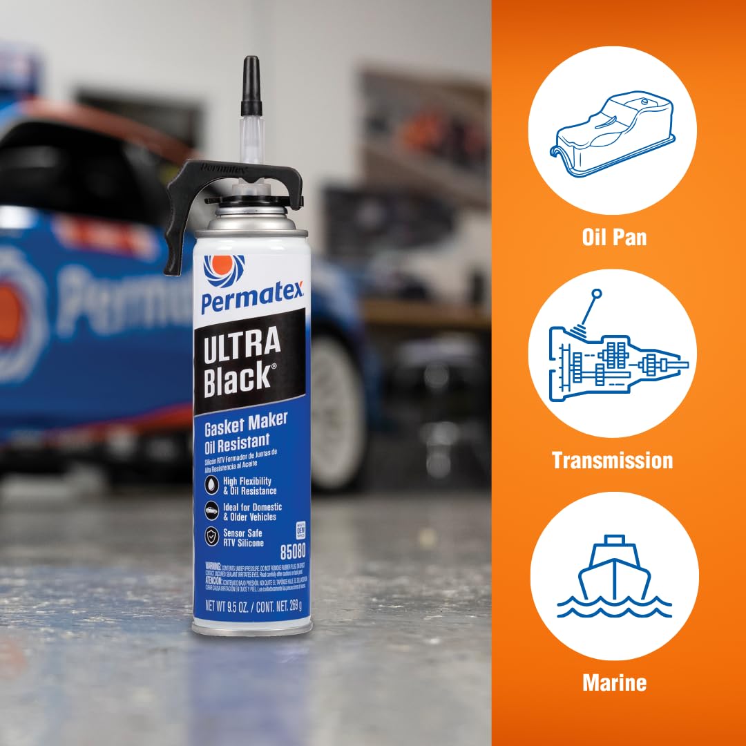 Permatex 82180 Ultra Black Maximum Oil Resistance RTV Silicone Gasket Maker, Sensor Safe and Non-Corrosive, for High Flex and Oil Resistant Applications 3 oz Jansha Store