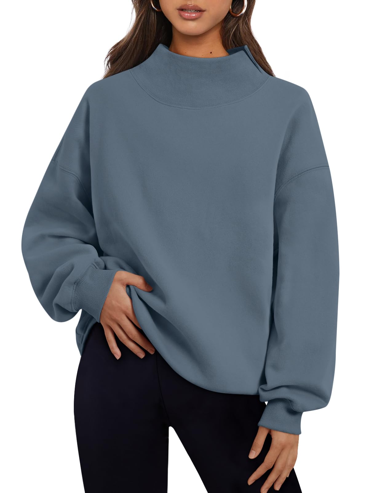 Trendy Queen Womens Mock Neck Sweatshirts Oversized Pullover Fall Outfits Jansha Store