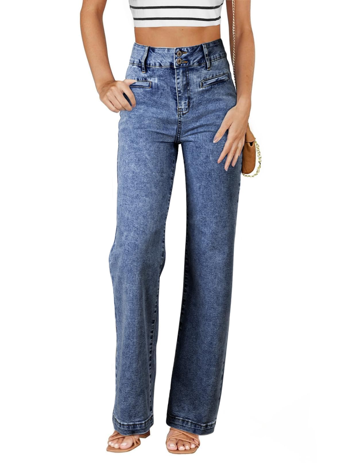 Sidefeel Jeans for Women High Waisted Straight Leg Denim Pants Jansha Store