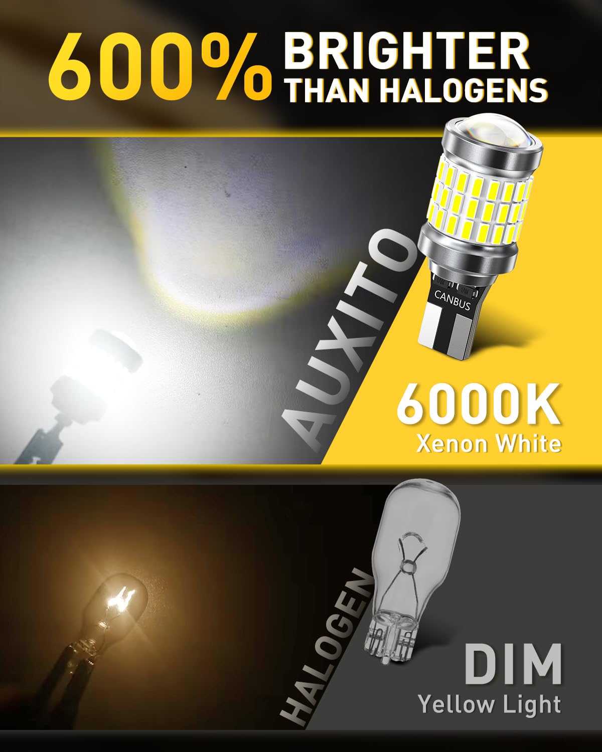 AUXITO 194 LED Bulbs for License Plate Light 168 175 2825 W5W T10 24-SMD 3014 Chipsets 6000K White for Car Dome Door Map Dash Courtesy Cargo License Plate Lights, Pack of 2 Jansha Store