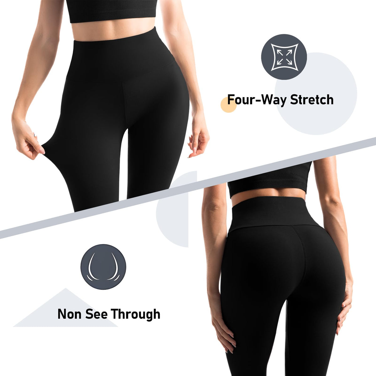 Leafigure 2-Pack High Waist Leggings with Pockets for Women Jansha Store