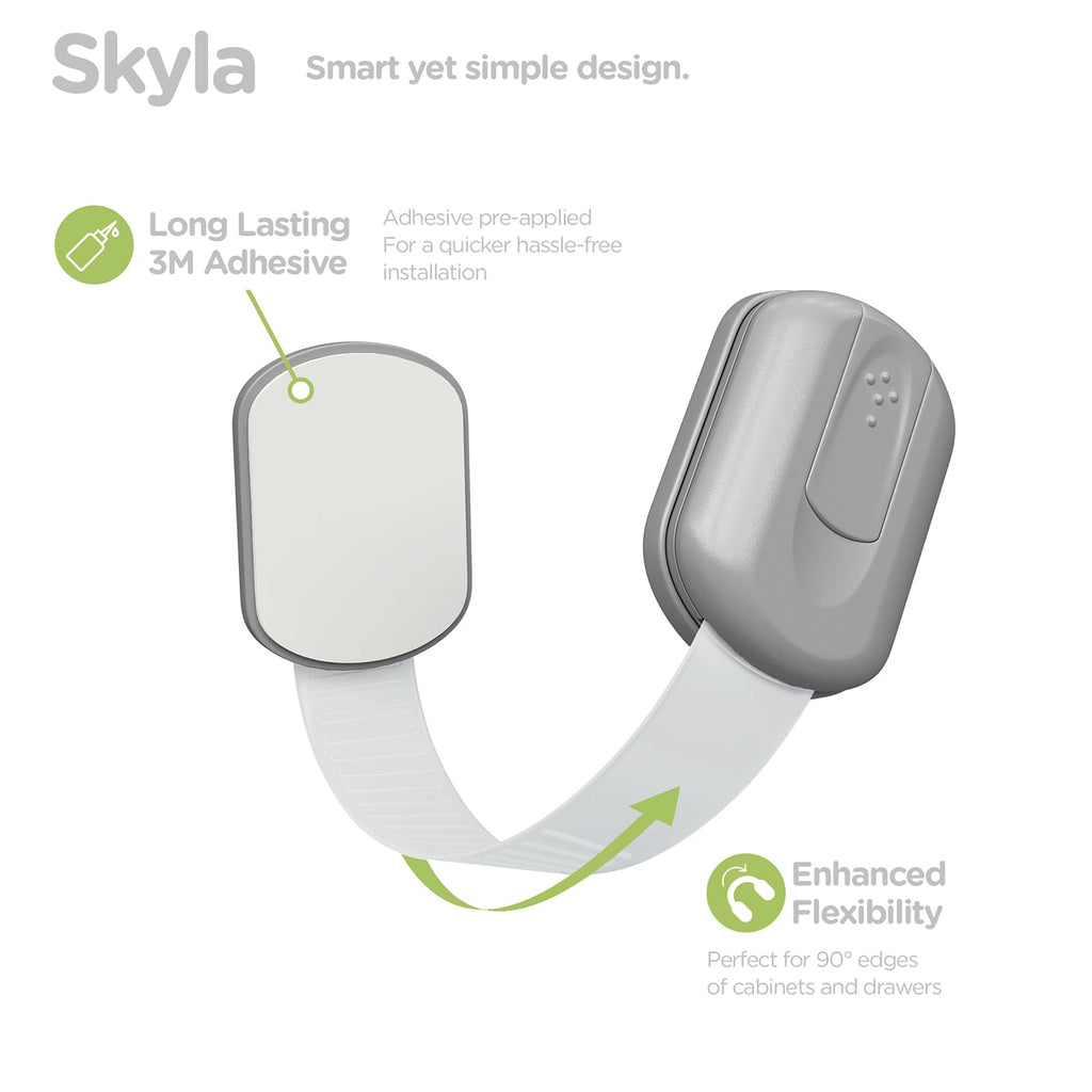SKYLA HOMES Cabinet Strap Locks for Baby Proofing, 2 Pack, Gray Jansha Store
