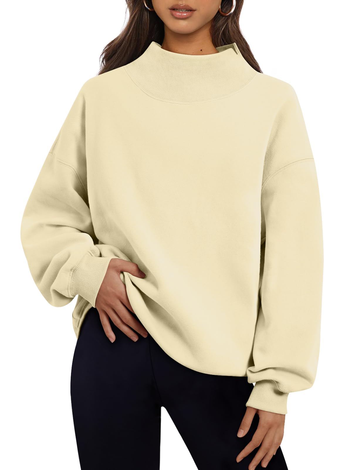 Trendy Queen Womens Mock Neck Sweatshirts Oversized Pullover Fall Outfits Jansha Store