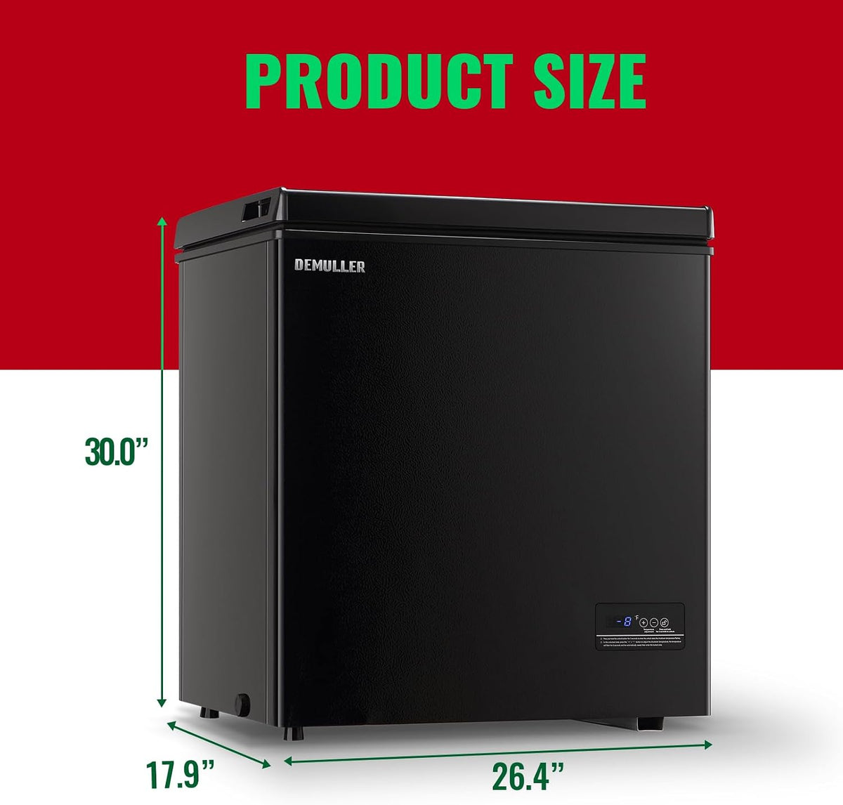 DEMULLER Chest Freezer 5.0Cubic Feet Deep Freezer Freestanding Freezers with 2 Removable Stainless Steel Basket, Mini Freezer Top Open Door Compact Freezer with Electronic Control 41℉ to -15℉BLACK Jansha Store