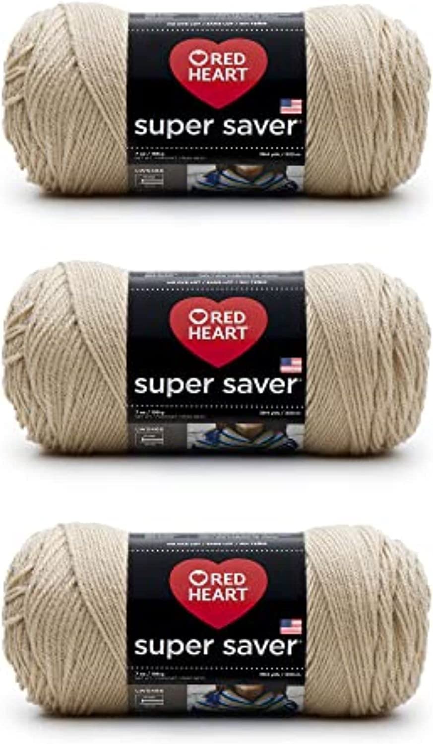 Red Heart Super Saver Yarn for Crocheting & Knitting, Medium Thyme, 3-Pack Jansha Store