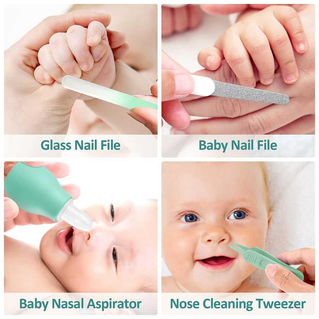 Baby Grooming Kit, Infant Safety Care Set with Hair Brush Comb Nail Clipper Nasal Aspirator,Baby Essentials Kit for Newborn Girls Boys (Grey White) Jansha Store