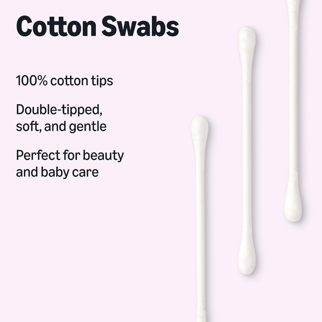 Amazon Basics Double-Tipped Cotton Swabs for Personal Hygiene and Baby Care, Cotton, Versatile, 500 Count Jansha Store