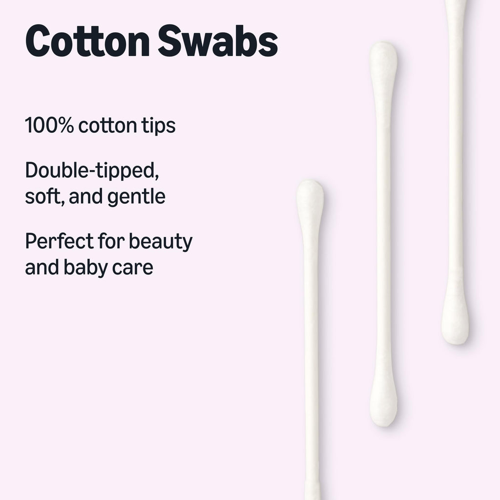 Amazon Basics Double-Tipped Cotton Swabs for Personal Hygiene and Baby Care, Cotton, Versatile, 500 Count Jansha Store