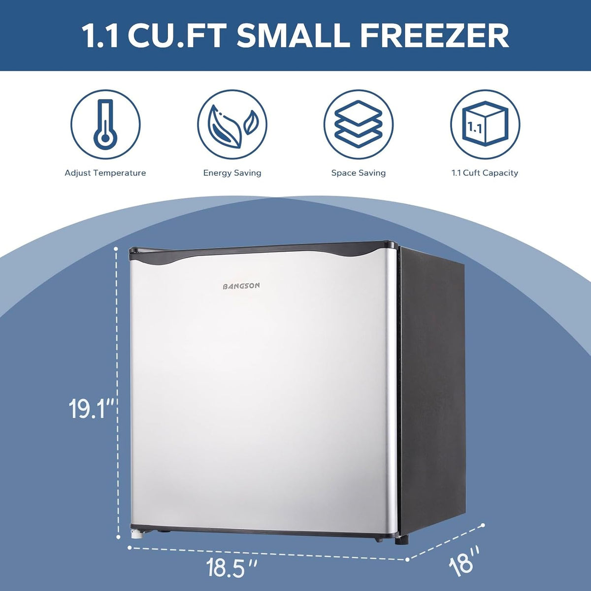 BANGSON 1.1 Cu.ft Upright Mini Freezer for Dorms Apartment, Silver Jansha Store