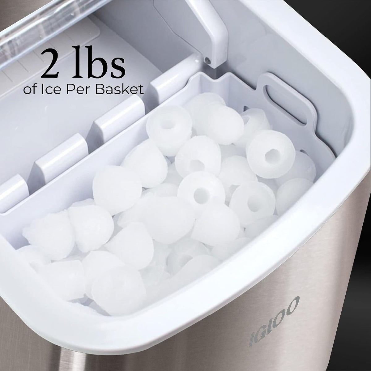 Igloo Electric Countertop Ice Maker Machine - Automatic and Portable - 26 Pounds in 24 Hours - Ice Cube Maker - Ice Scoop and Basket - Ideal for Iced Coffee and Cocktails - Stainless Steel Jansha Store