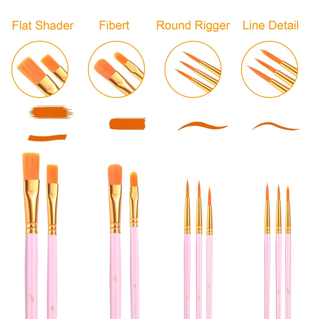 AROIC 10 Pcs Paint Brushes, Acrylic Oil Watercolor Painting Brush Set Jansha Store