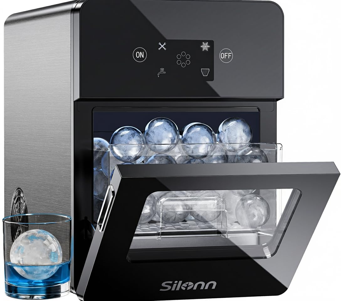 Silonn Ice Maker Countertop, Portable Ice Machine with Carry Handle, Self-Cleaning Ice Makers with Basket and Scoop, 9 Cubes in 6 Mins, 26 lbs per Day, Ideal for Home, Kitchen, Camping, RV Jansha Store