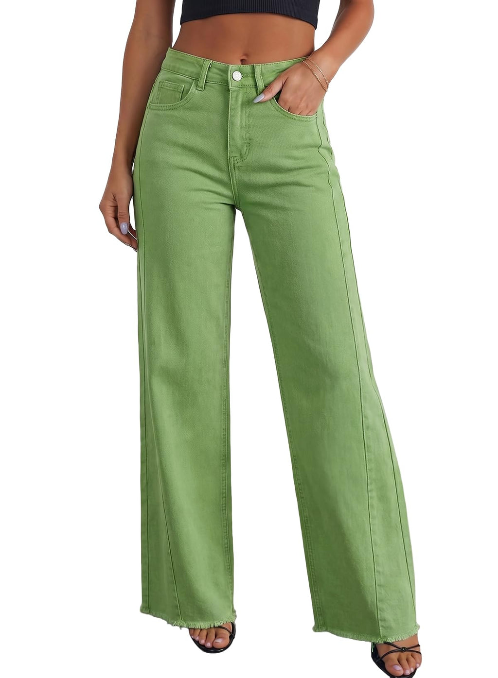 Sidefeel Women's Wide Leg Jeans High Waisted Stretchy Denim Pants Jansha Store